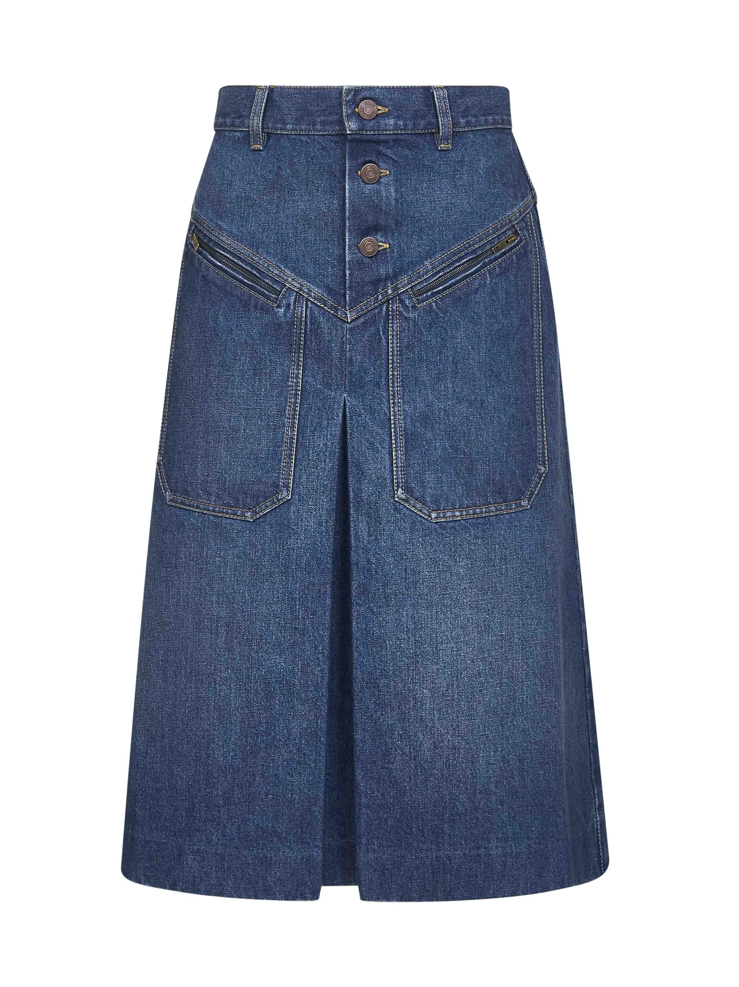 Chloé Blue Denim Knee Length Skirt sold by Lord & Taylor