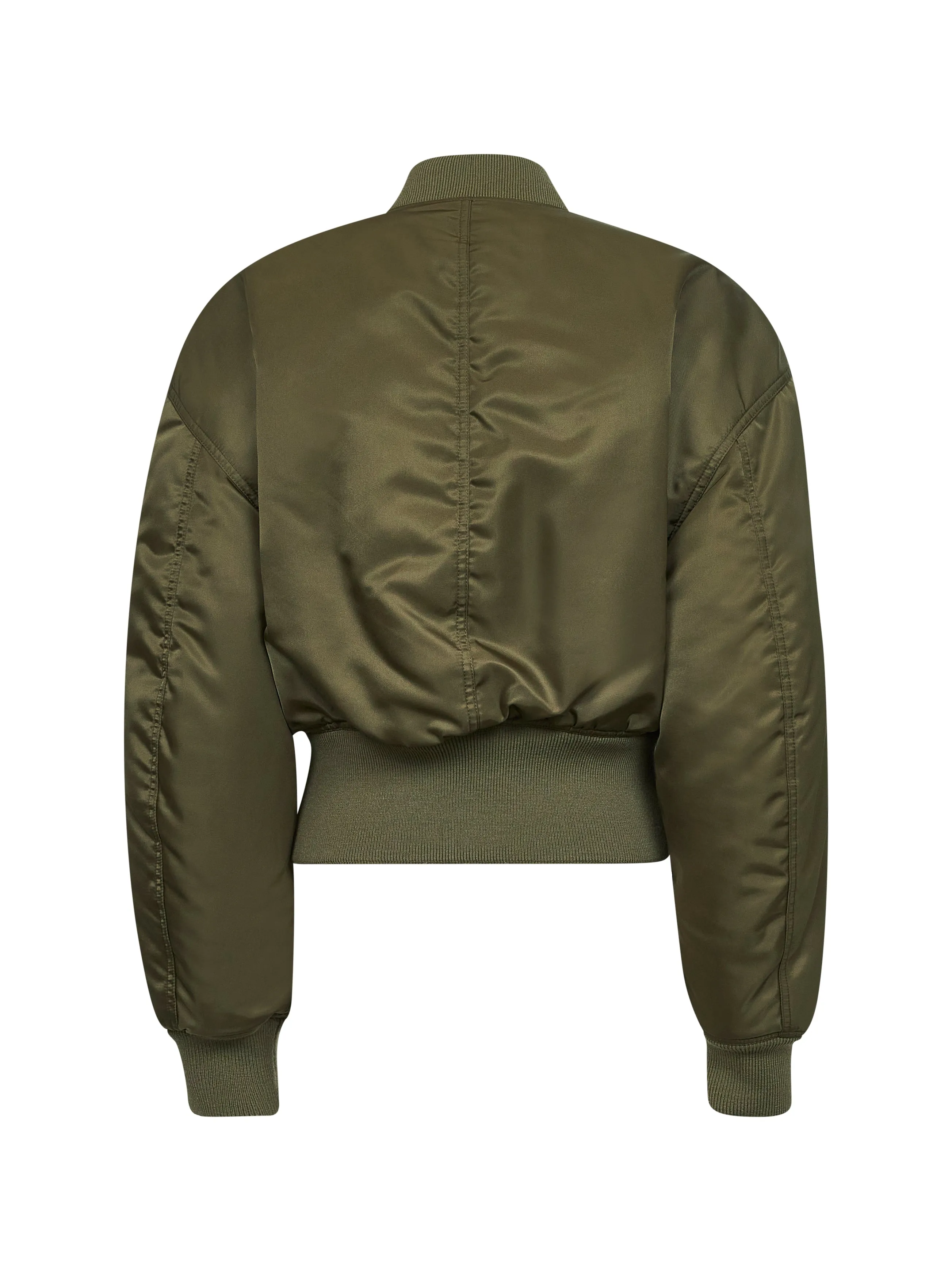 Khaki Recycled Nylon Short Padded Bomber Jacket sold by Lord & Taylor product image thumbnail 2