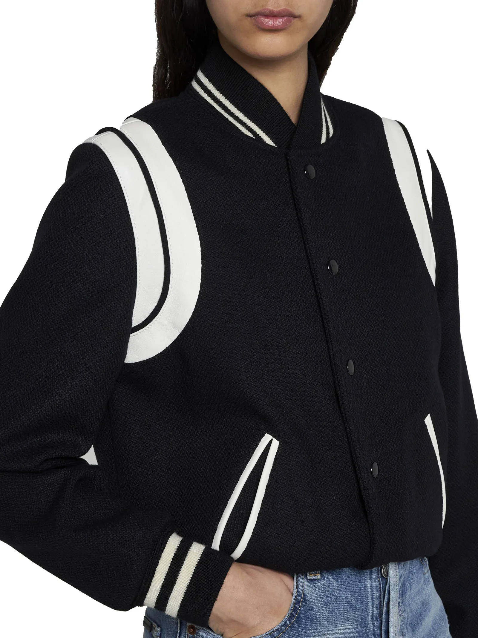 Saint Laurent Teddy Wool Bomber Jacket sold by Lord & Taylor product image thumbnail 5