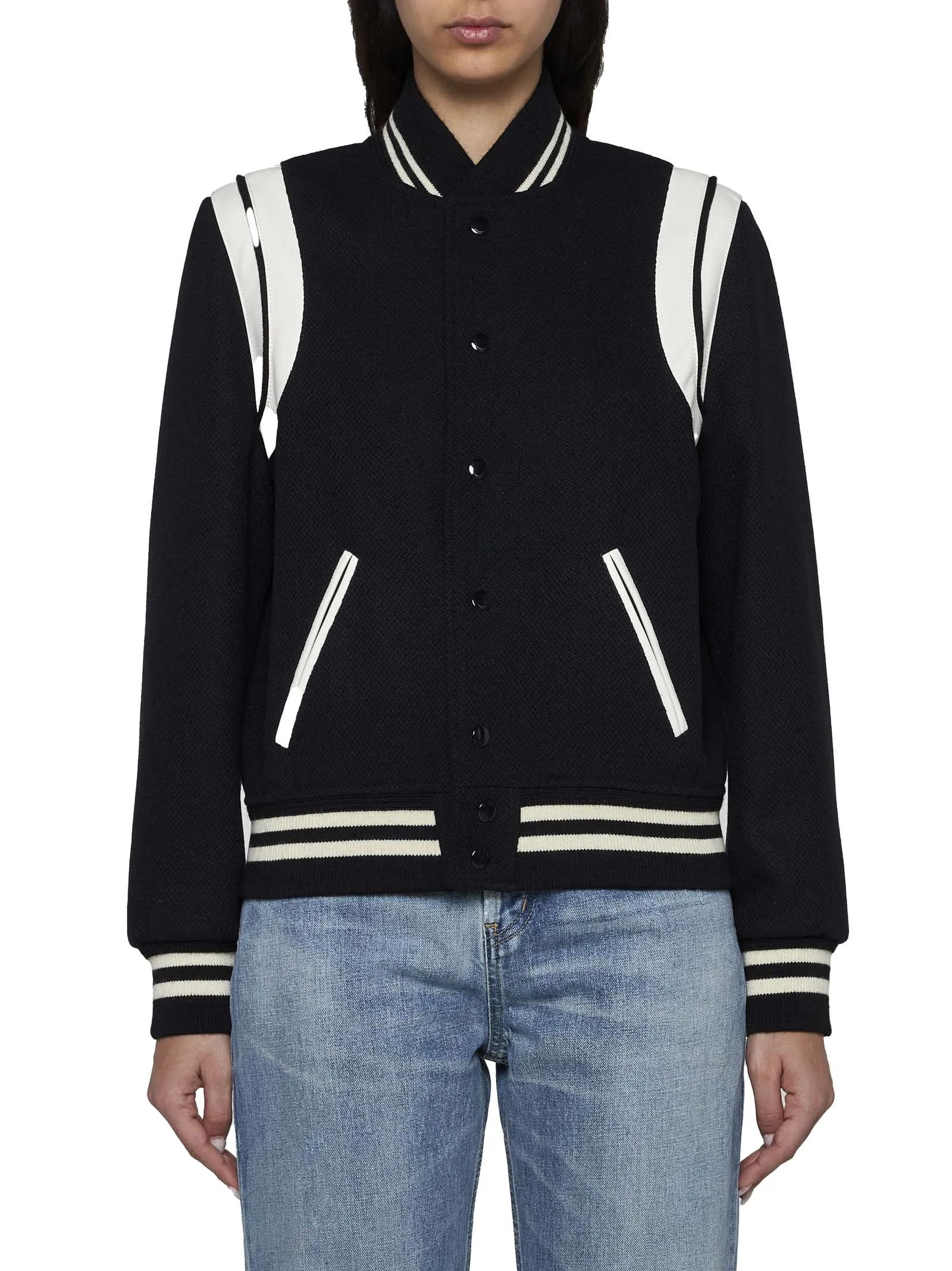 Saint Laurent Teddy Wool Bomber Jacket sold by Lord & Taylor product image thumbnail 3