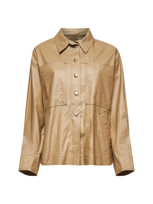 Beige Waxed Linen Blend Florida Shirt sold by Lord & Taylor