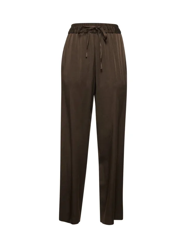 Brown Satin Kendry Trousers sold by Lord & Taylor