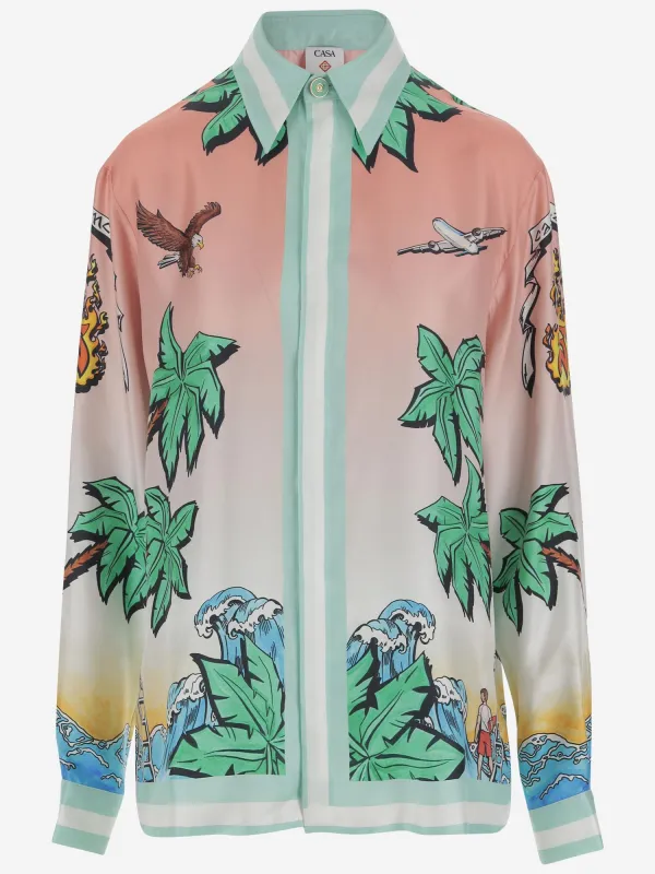 Shirt in Pure Silk with Graphic Print sold by Lord & Taylor