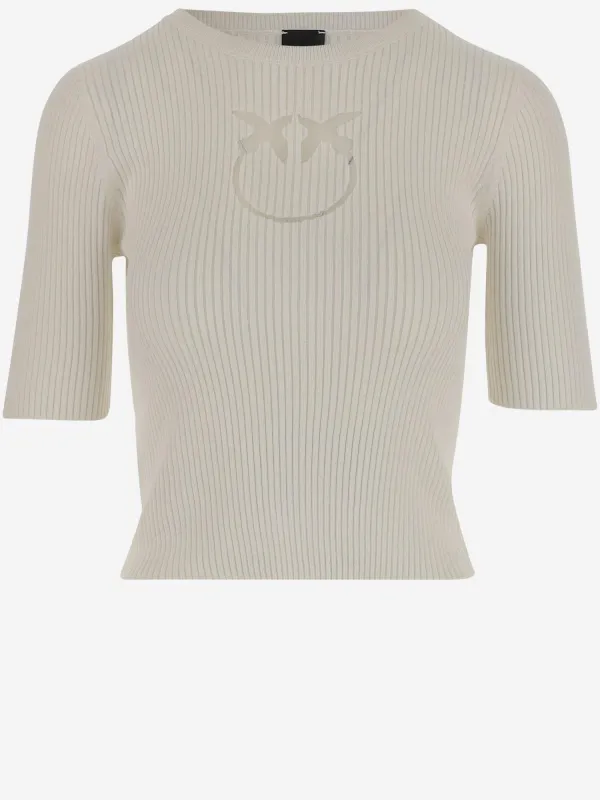 SILK AND COTTON CROP TOP WITH LOGO sold by Lord & Taylor