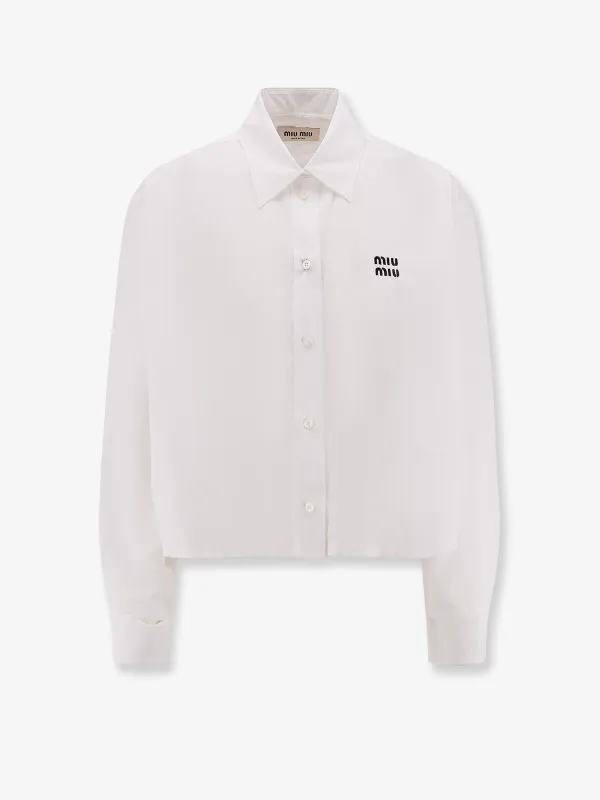 Cotton shirt with miu miu embroidery sold by Lord & Taylor