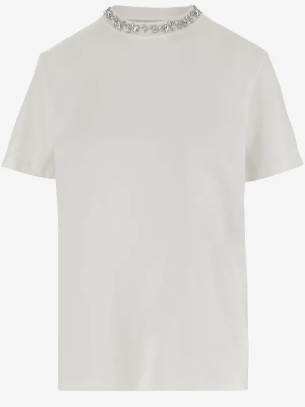 COTTON T-SHIRT WITH CRYSTALS made by Golden Goose