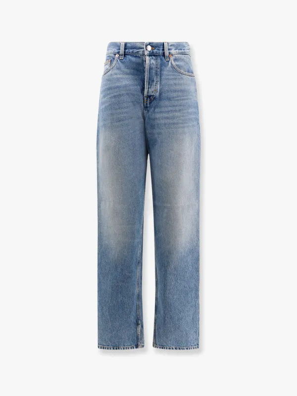 Boyfriend jeans with gucci rosso ancora tag sold by Lord & Taylor