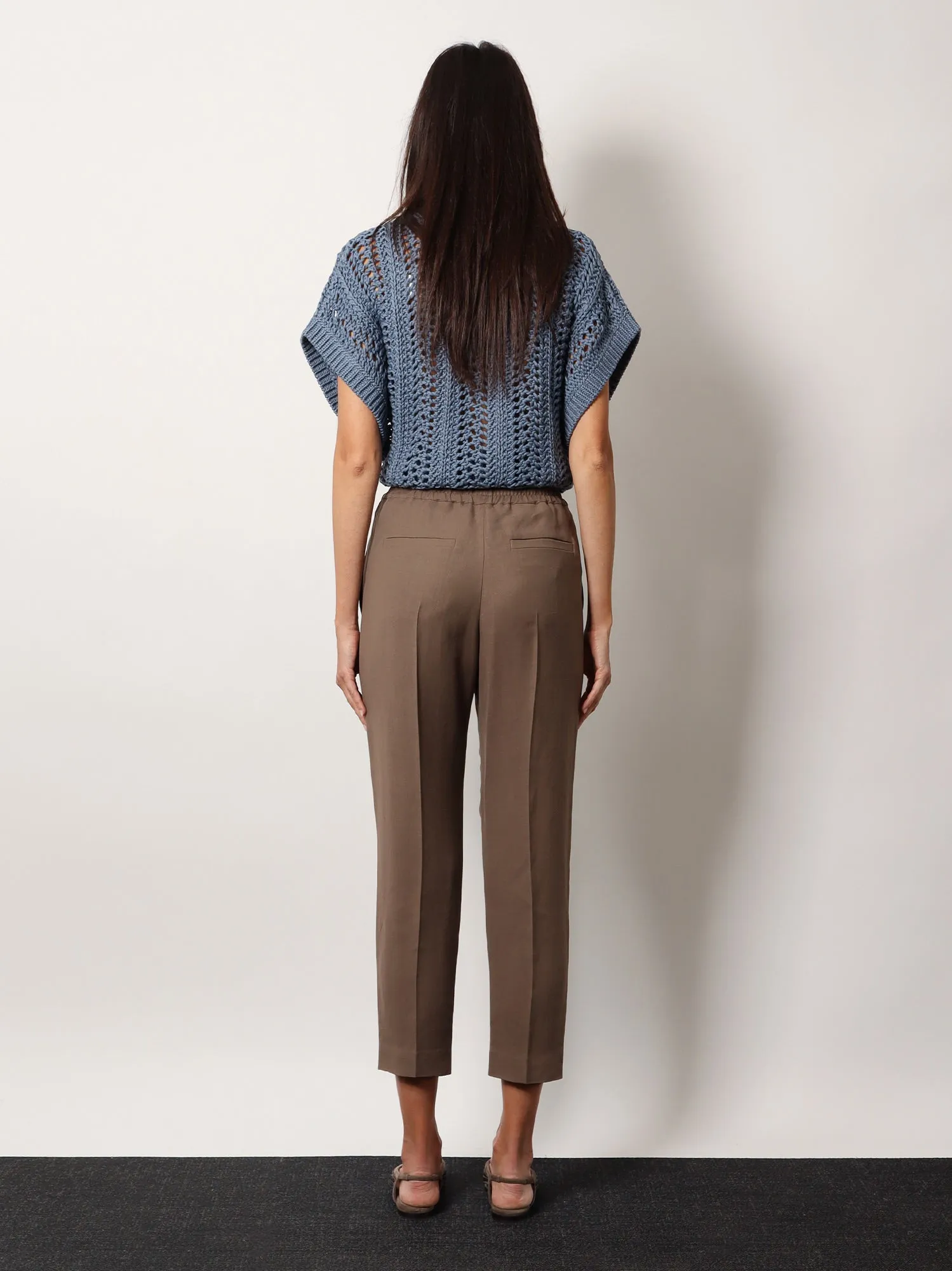 Viscose and linen trousers with ton-sur-ton lateral band sold by Lord & Taylor product image thumbnail 3