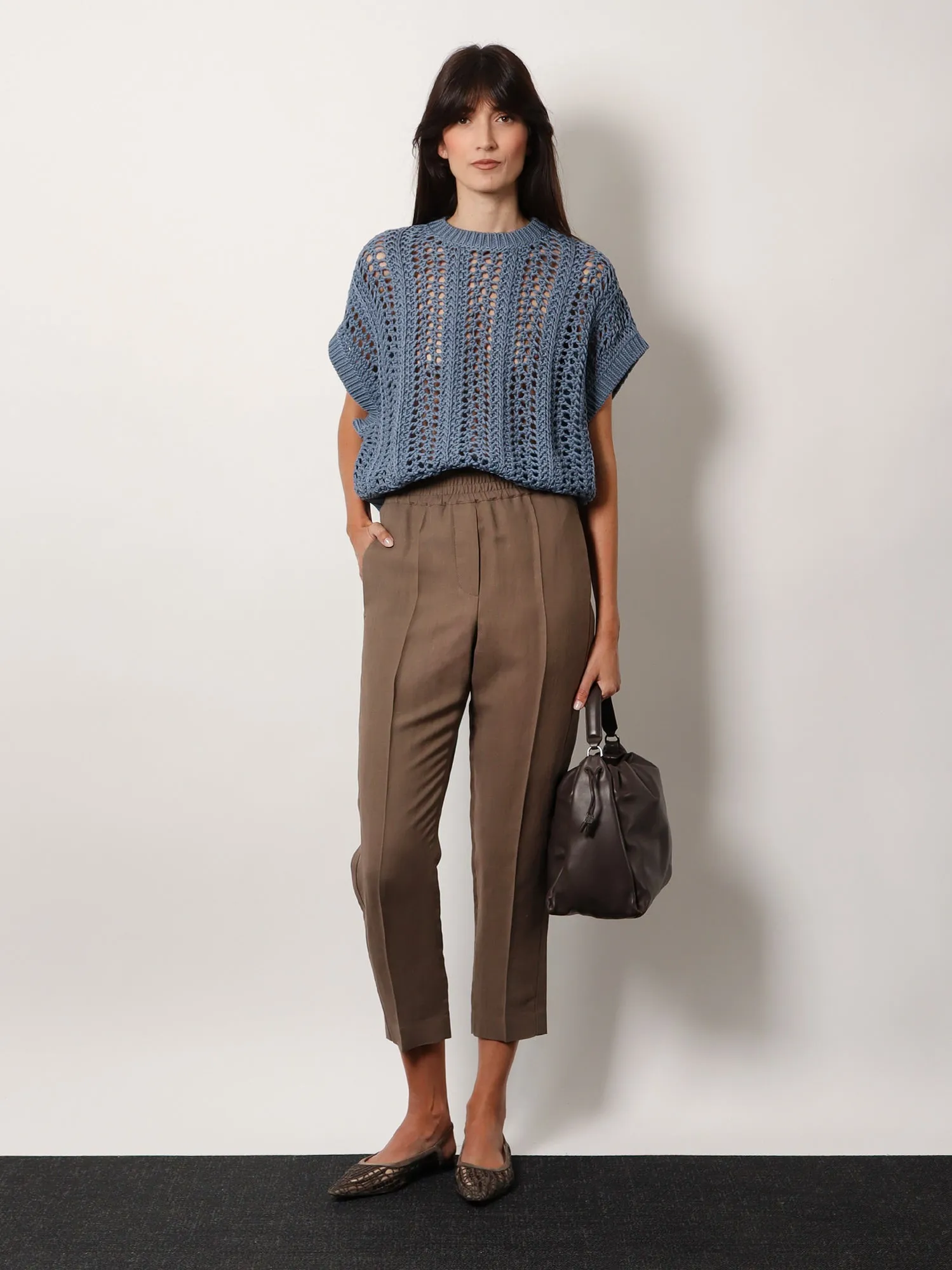 Viscose and linen trousers with ton-sur-ton lateral band sold by Lord & Taylor product image thumbnail 2