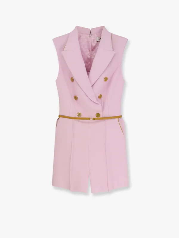 Jumpsuit with sholder pads and leather belt sold by Lord & Taylor