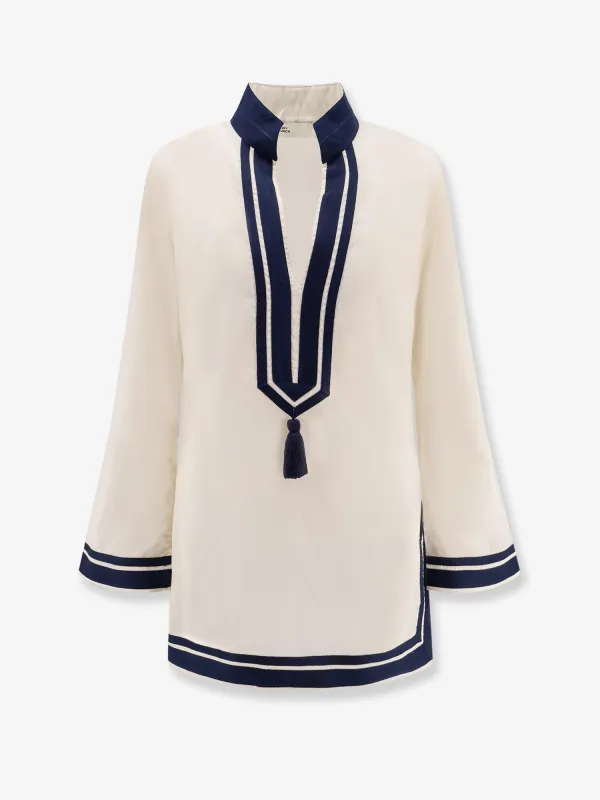 Cotton short dress with contrasting profiles sold by Lord & Taylor