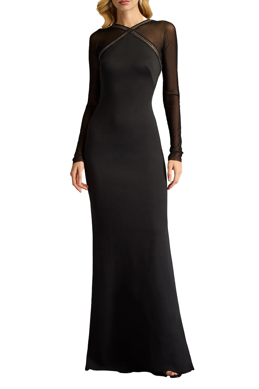 Savoy Sheer Sleeve Gown BLACK sold by Lord & Taylor product image thumbnail 3