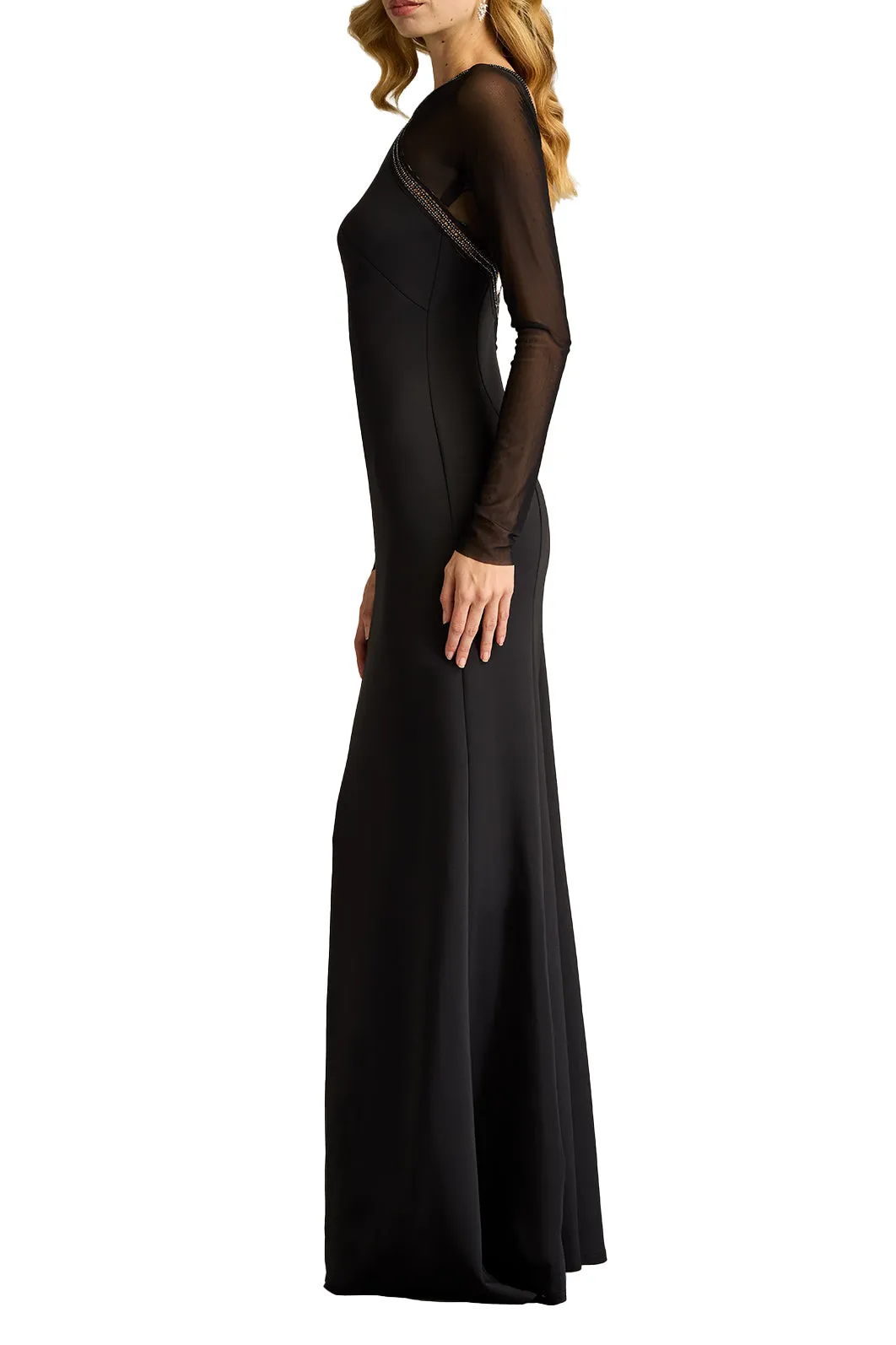 Savoy Sheer Sleeve Gown BLACK sold by Lord & Taylor product image thumbnail 4