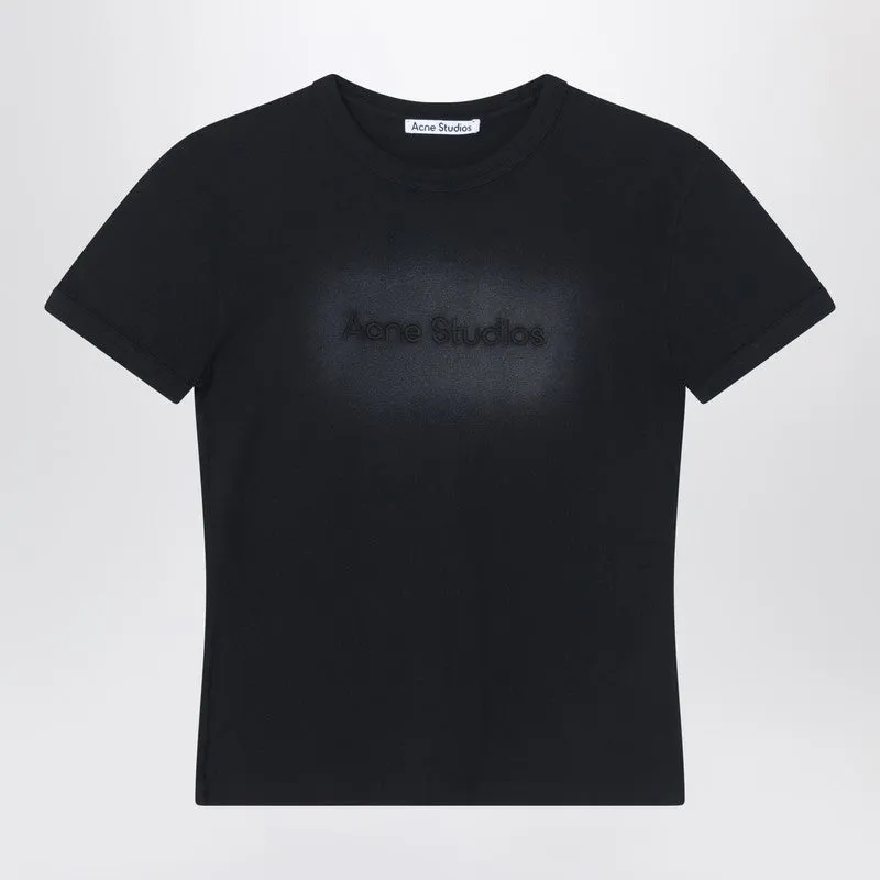 Acne Studios Black T-shirt with logo embroidery sold by Lord & Taylor