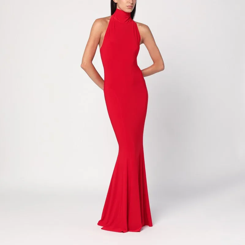 Norma Kamali Red turtleneck mermaid dress sold by Lord & Taylor