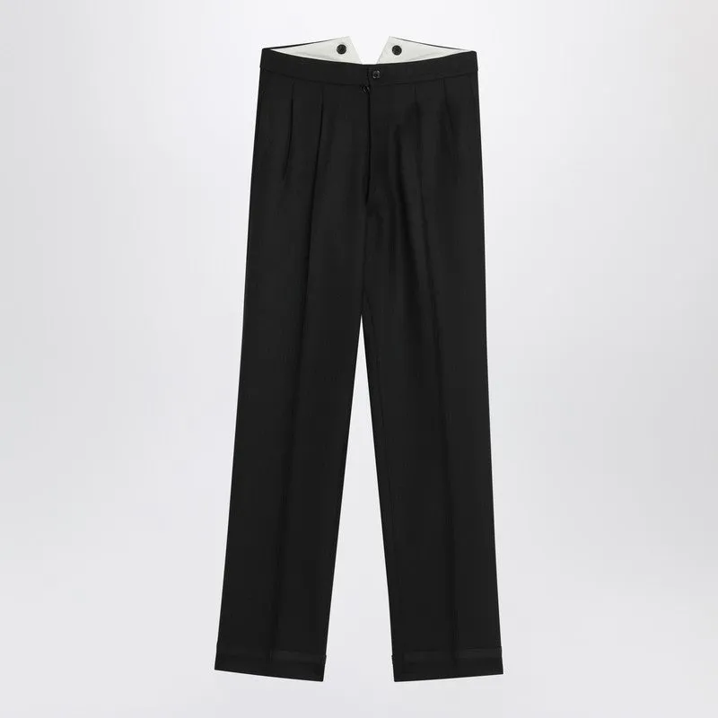 Maison Margiela Black wool pleated trousers sold by Lord & Taylor