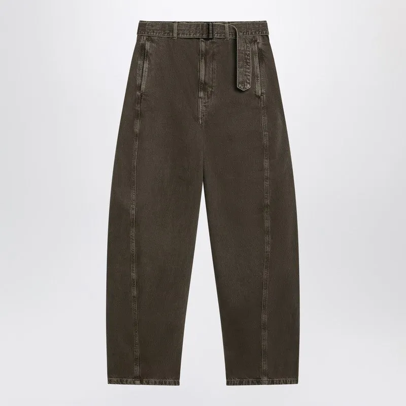 LEMAIRE Green denim trousers with belt sold by Lord & Taylor