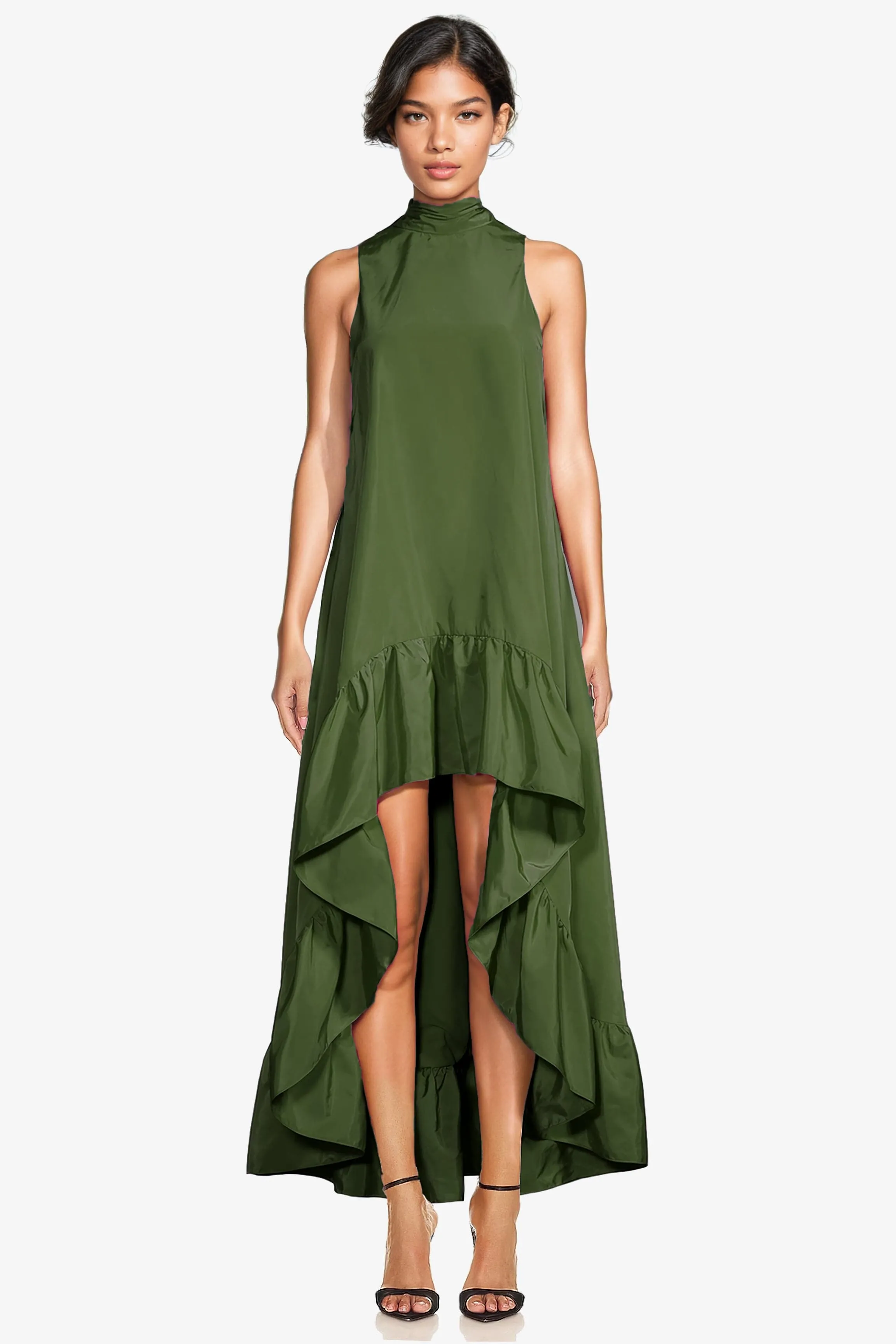 The Yolanda | Olive High-Low Maxi Gown sold by Lord & Taylor product image thumbnail 3