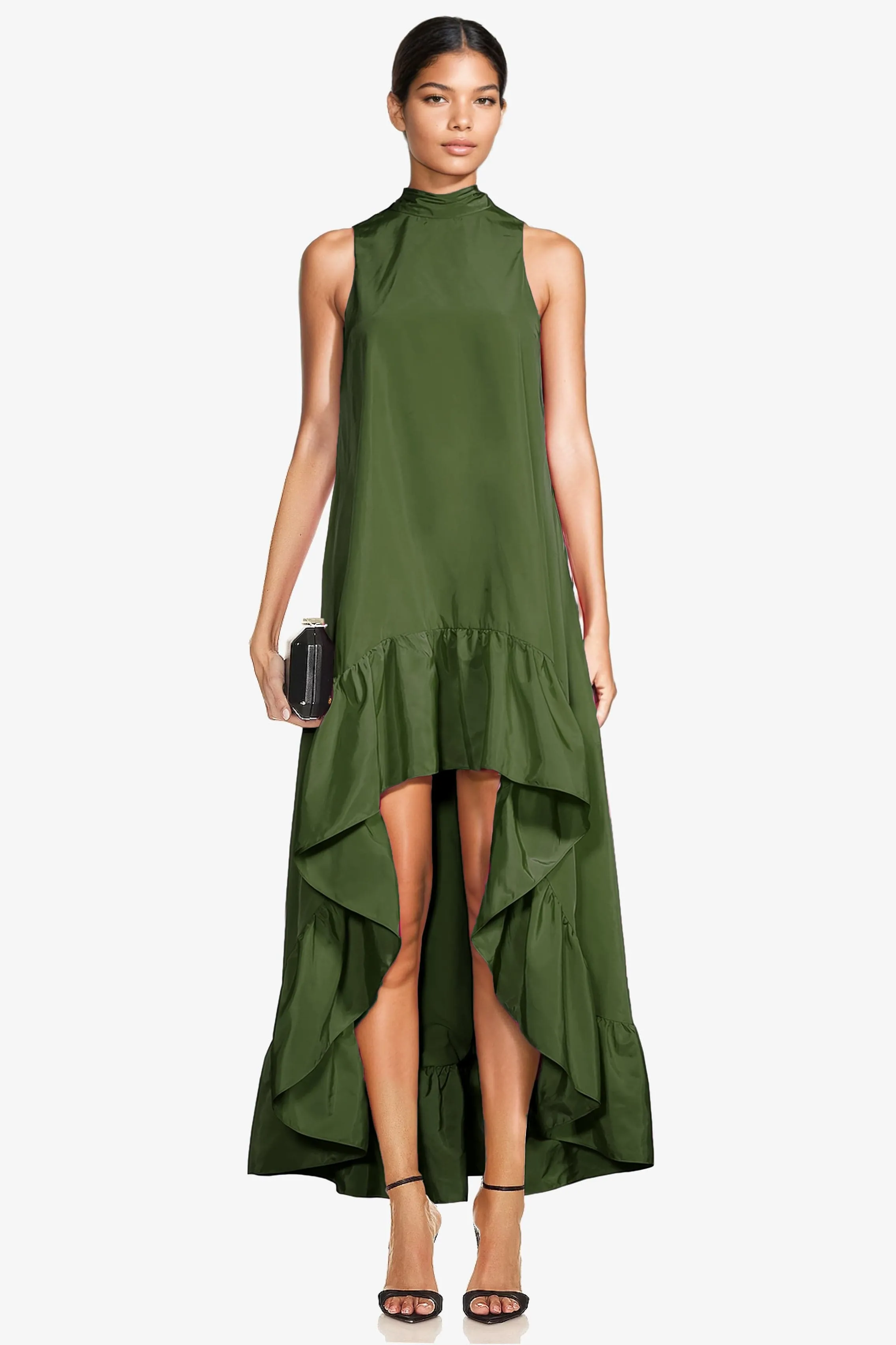 The Yolanda | Olive High-Low Maxi Gown sold by Lord & Taylor product image thumbnail 2