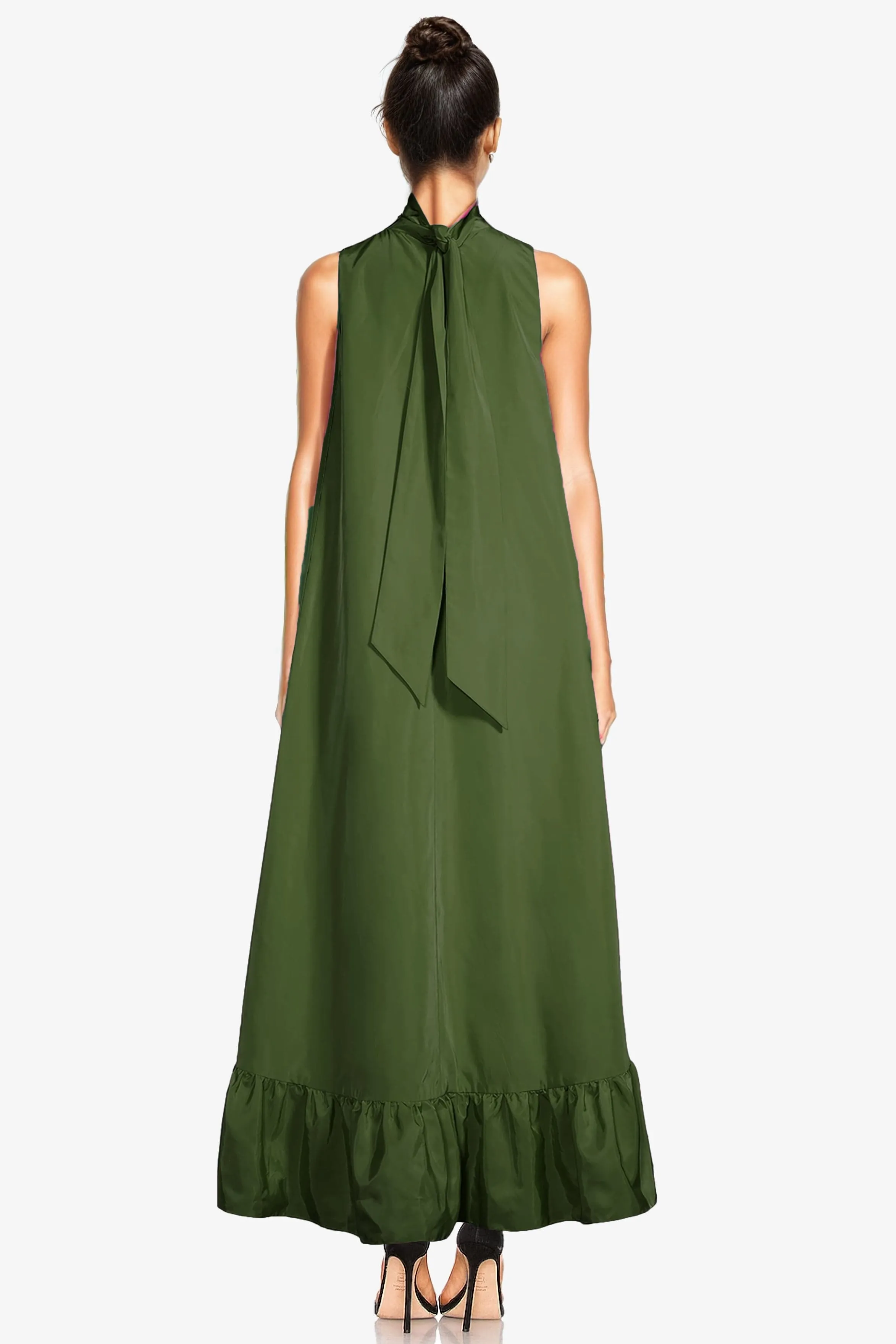 The Yolanda | Olive High-Low Maxi Gown sold by Lord & Taylor product image thumbnail 4