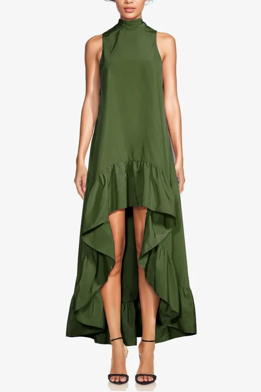 The Yolanda | Olive High-Low Maxi Gown sold by Lord & Taylor