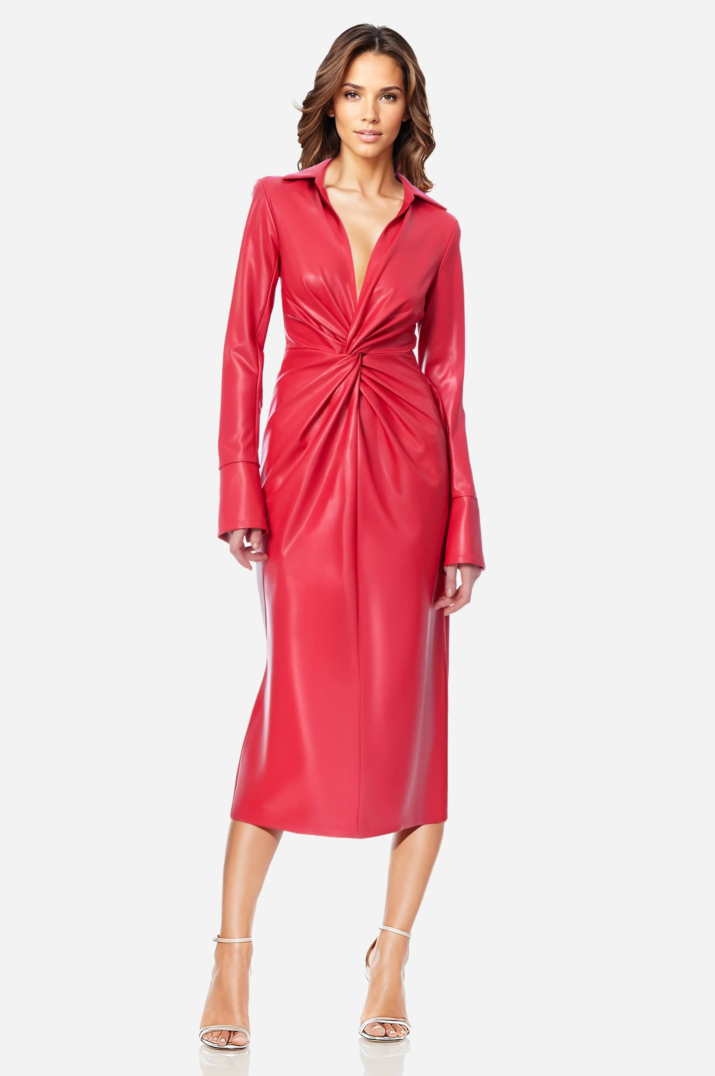 The Mary | Strawberry Twist Faux Leather Cocktail Dress sold by Lord & Taylor product image thumbnail 4