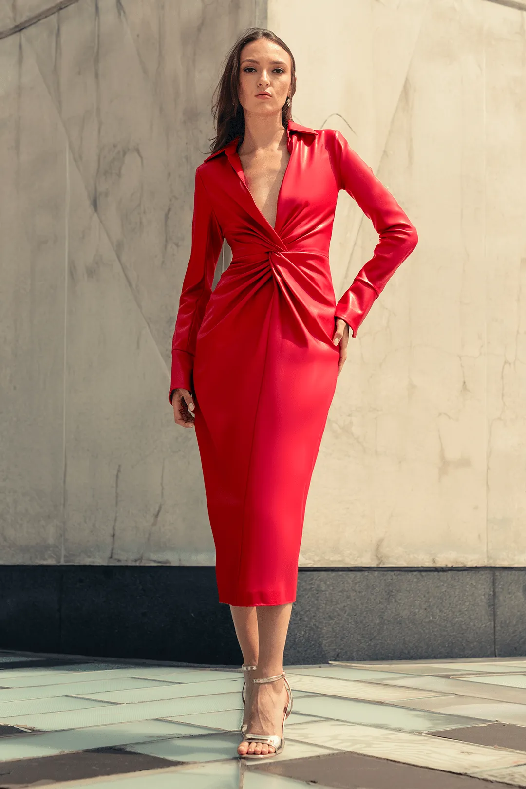 The Mary | Strawberry Twist Faux Leather Cocktail Dress sold by Lord & Taylor product image thumbnail 3