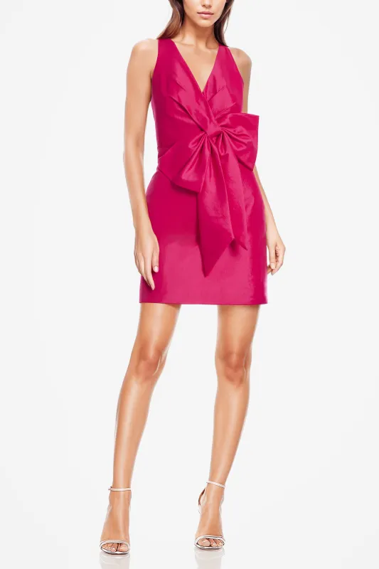 The Amira | Hot Pink Bow Mini Cocktail Dress sold by Lord & Taylor
