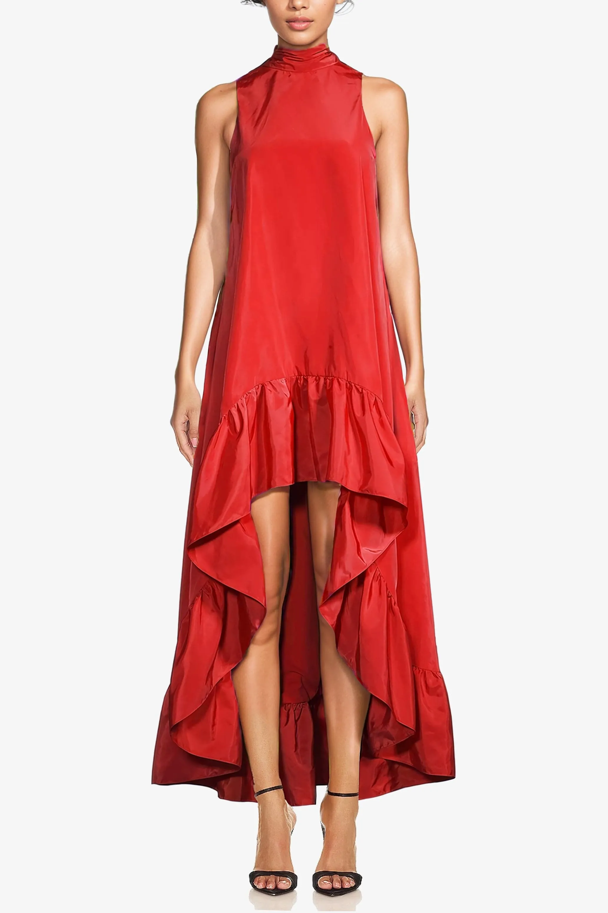 The Yolanda | Red High-Low Maxi Gown sold by Lord & Taylor product image thumbnail 3