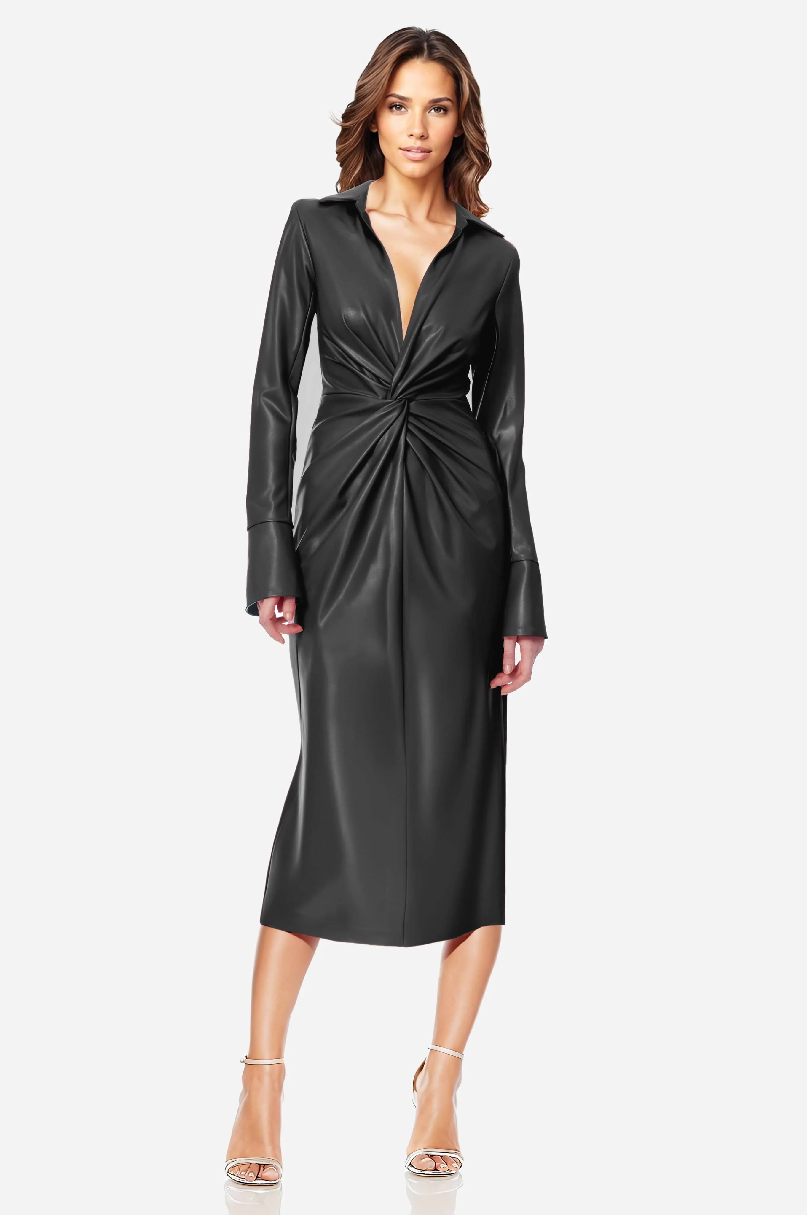 The Mary | Black Twist Faux Leather Cocktail Dress sold by Lord & Taylor product image thumbnail 4