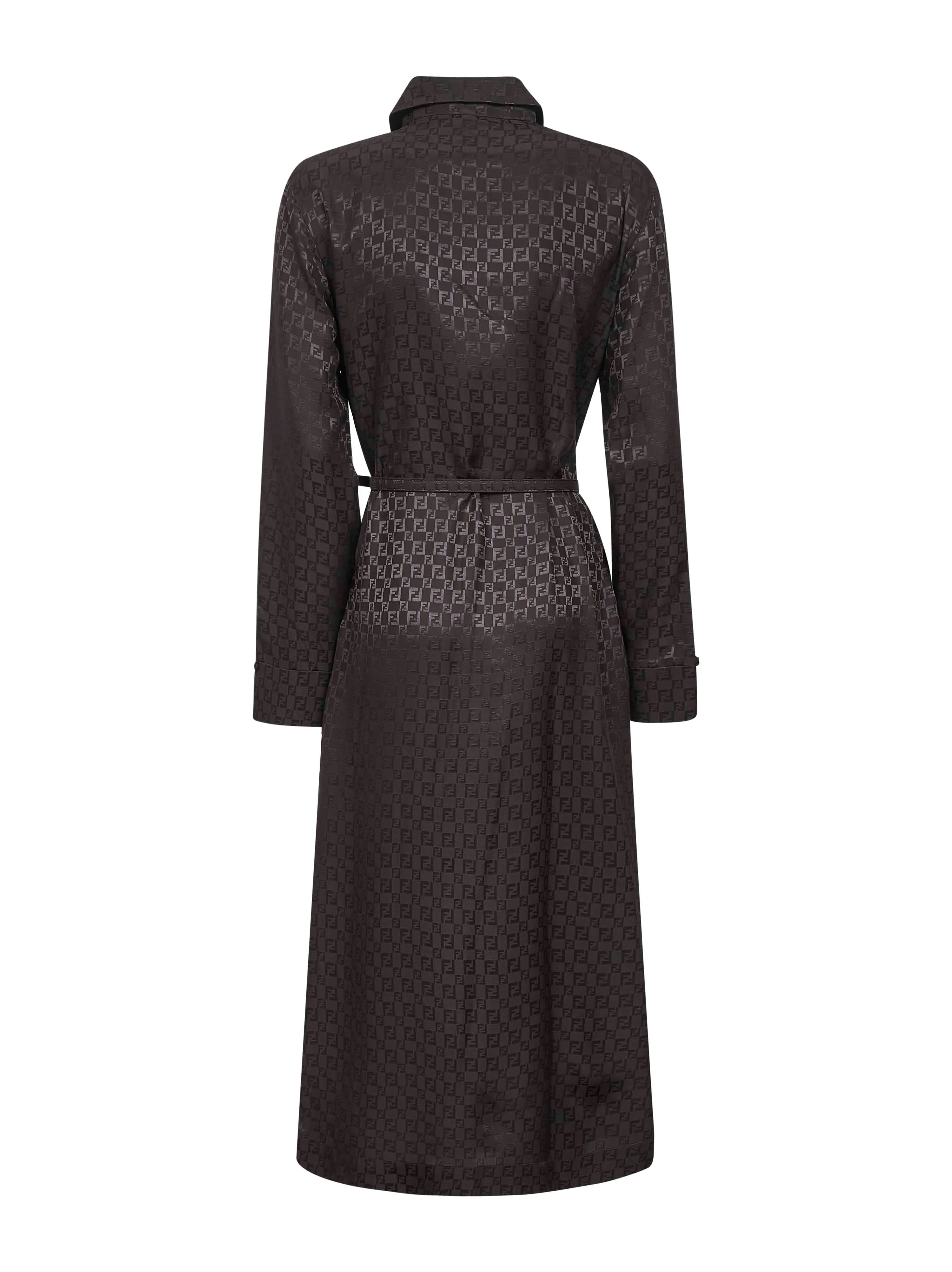 Brown Jacquard FF Silk Midi Shirtdress sold by Lord & Taylor product image thumbnail 2