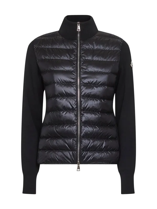 Black Wool Zip-Up Padded Cardigan sold by Lord & Taylor