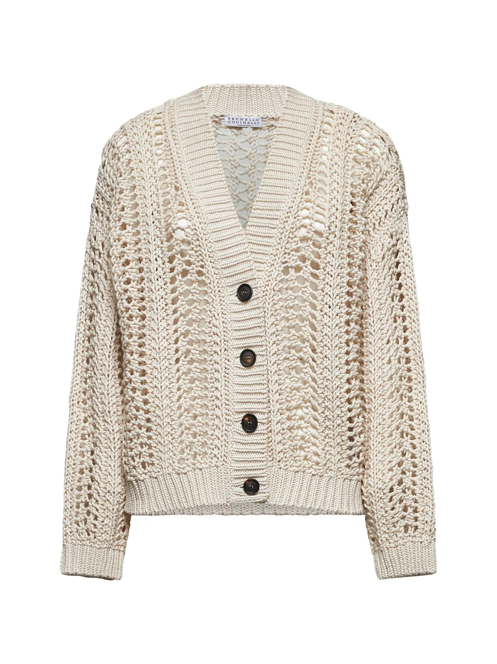 Beige Cotton Ribbed Net Cardigan sold by Lord & Taylor