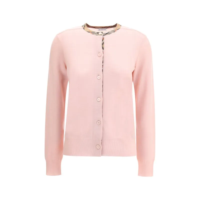 Check collar wool Cardigan made by Burberry