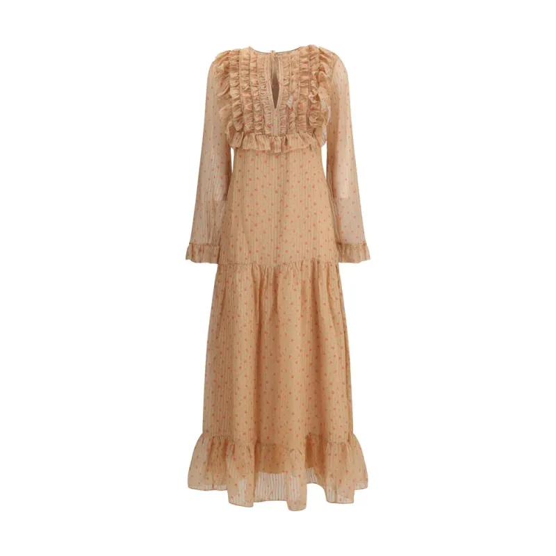 Silk long Dress with rouches sold by Lord & Taylor