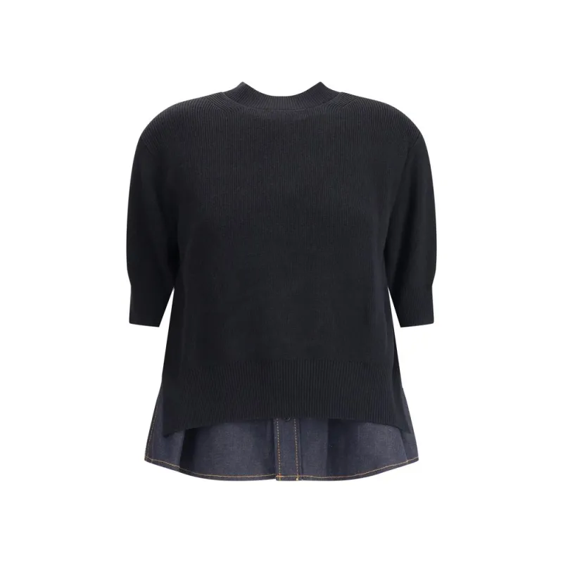 Denim detail Sweater sold by Lord & Taylor