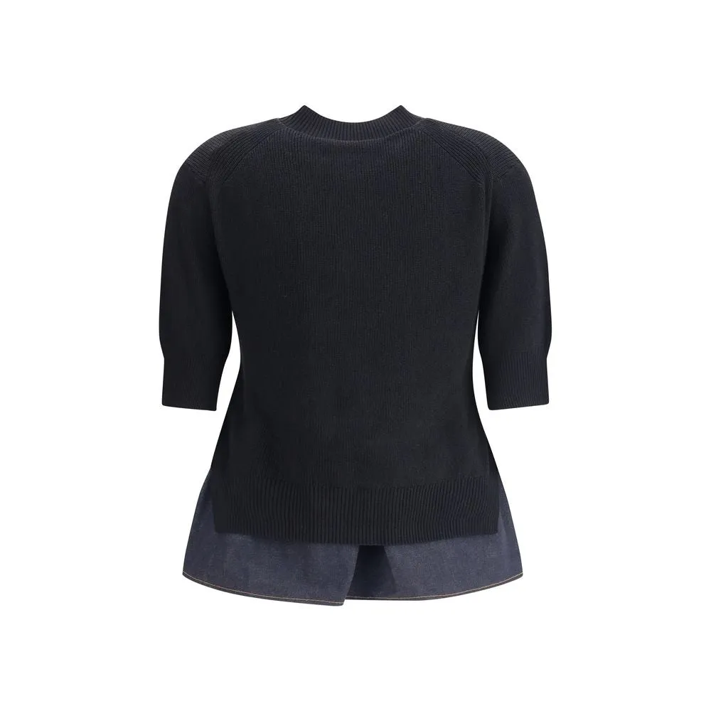 Denim detail Sweater sold by Lord & Taylor product image thumbnail 2