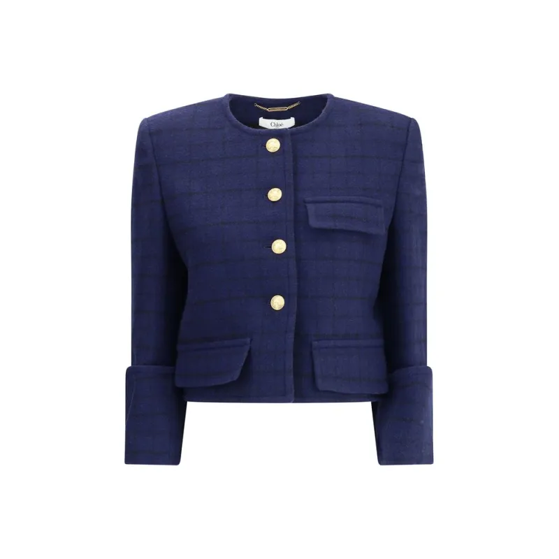 Boxy Jacket in wool plaid made by Chloe