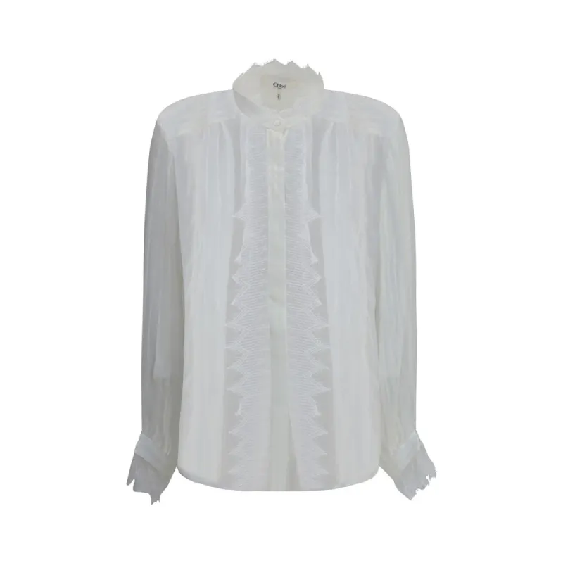 Ruffled silk muslin and lace Blouse sold by Lord & Taylor