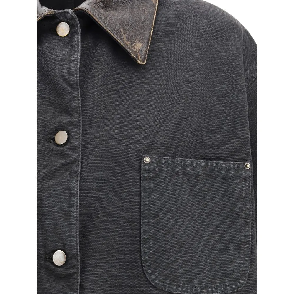 Denim Jacket with leather collar sold by Lord & Taylor product image thumbnail 3