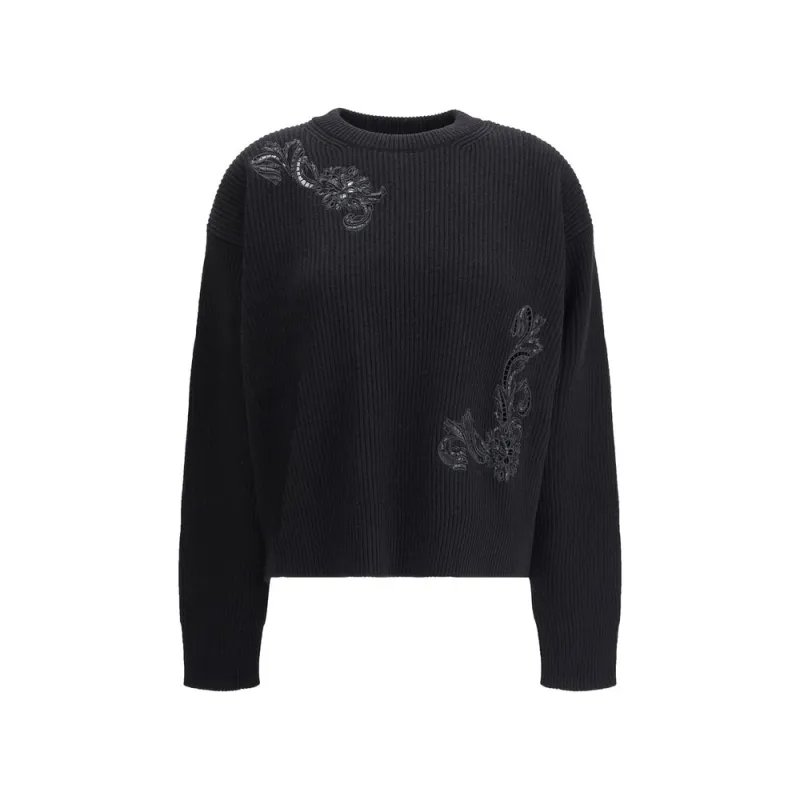 Barocco Leaf Embroidered Sweater made by Versace