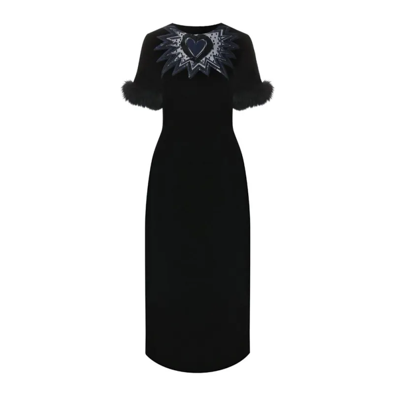 Fur Trim Velvet Midi Dress sold by Lord & Taylor