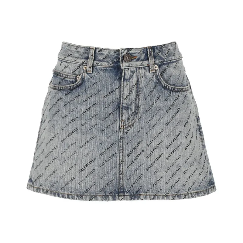 Logo Print Denim Skirt made by Balenciaga