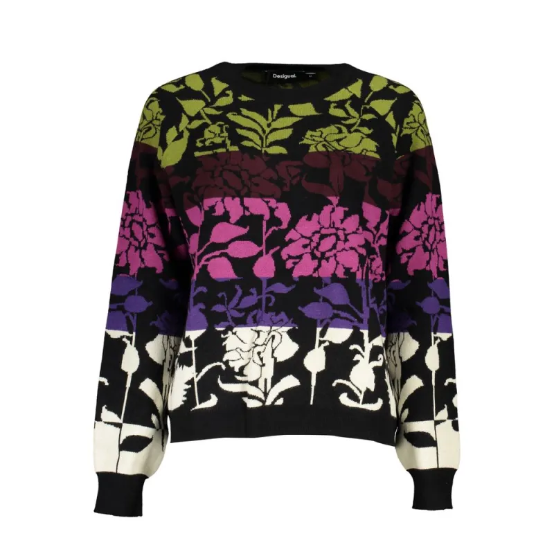 Chic Long-Sleeved Black Sweater with Contrast Details made by Desigual