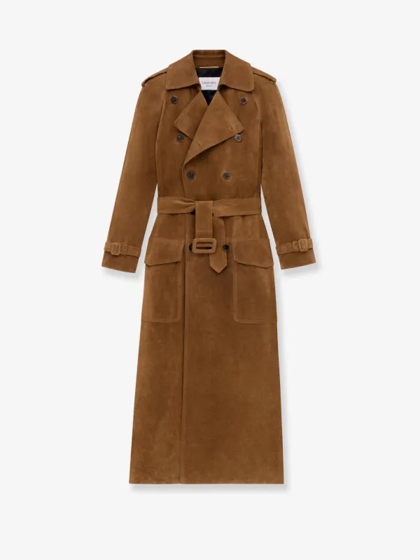 Long Double-Breasted Suede Trench Coat sold by Lord & Taylor