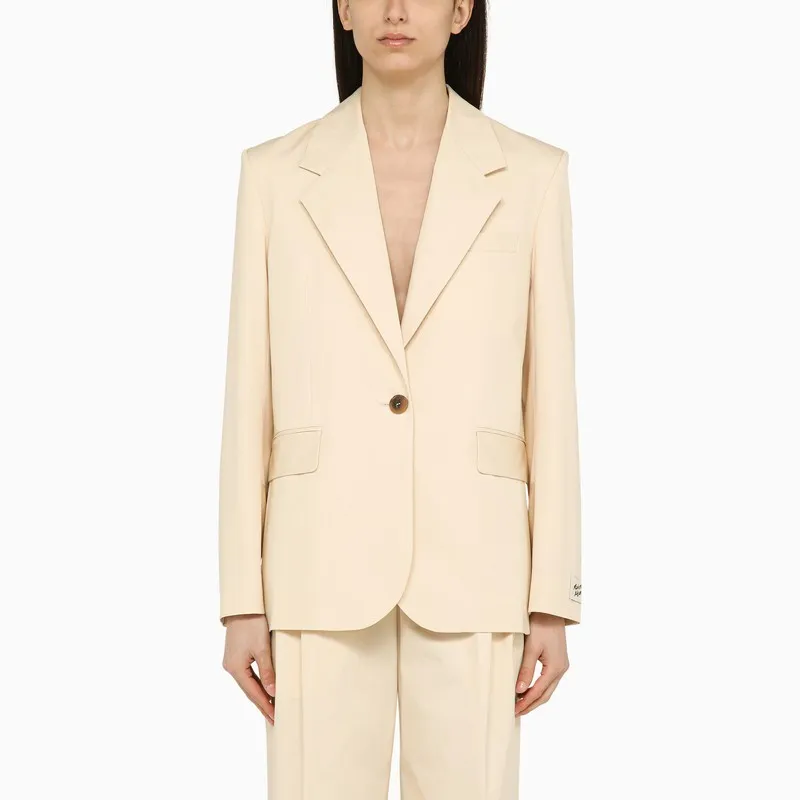 Maison Kitsuné Single-breasted cream cotton jacket sold by Lord & Taylor