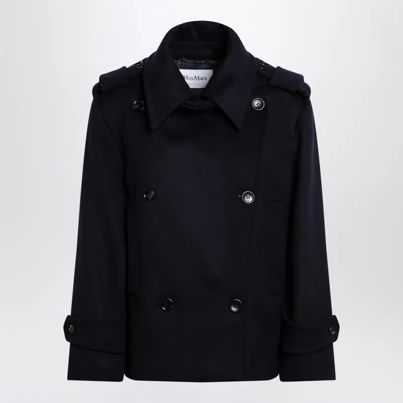 Max Mara Blue double-breasted wool coat sold by Lord & Taylor