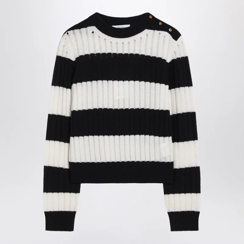 Max Mara Striped crop sweater in wool and cashmere sold by Lord & Taylor