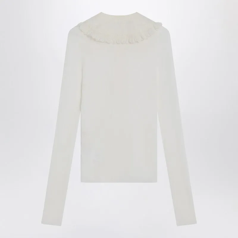 Chloé White Henley shirt in wool knit sold by Lord & Taylor product image thumbnail 2
