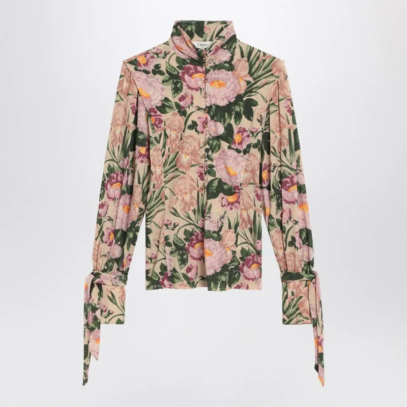 Chloé Turtleneck jersey wool sweater with floral print sold by Lord & Taylor